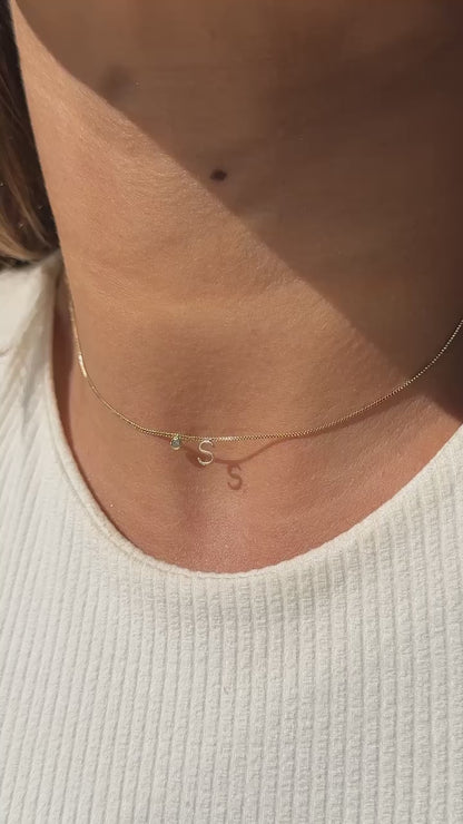 Colar Zircônia Branca Mini Letra S Banho a Ouro 18K