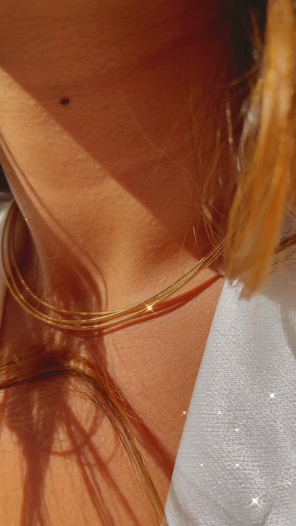 Colar Corda de Violão Lisa Banho de Ouro 18K