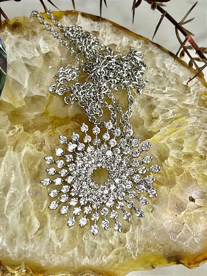 Colar Corrente Pingente Broche Zircônia