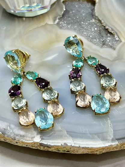 Brinco Festa Gota Zircônias Coloridas