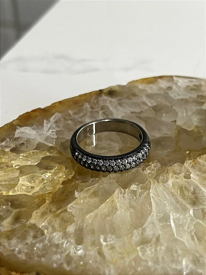 Anel Meia Aliança Zircônia Branca