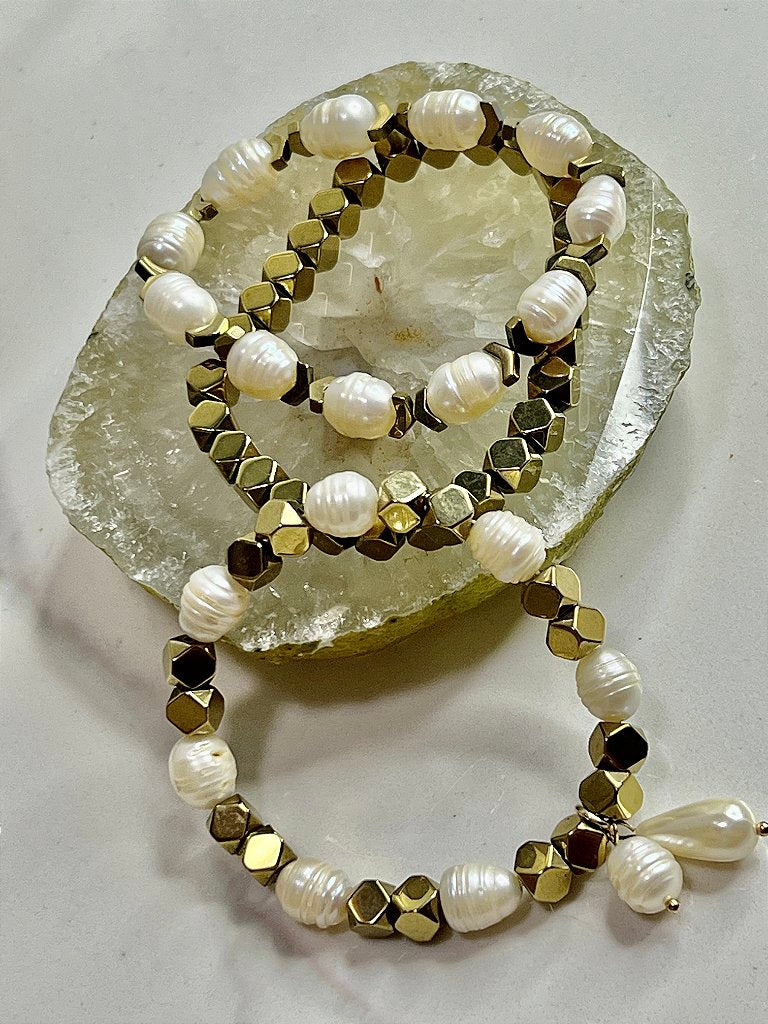 Kit Pulseira Pérolas Com 3 Pecas