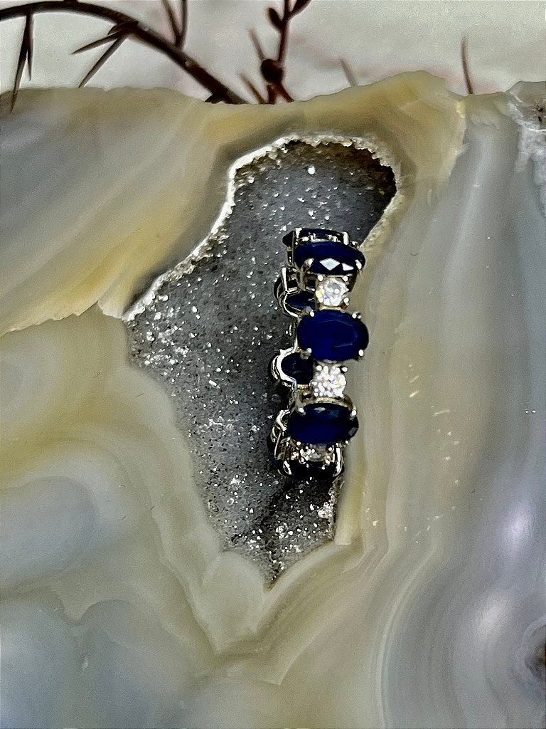 Anel Aliança Zircônia Azul e Branca