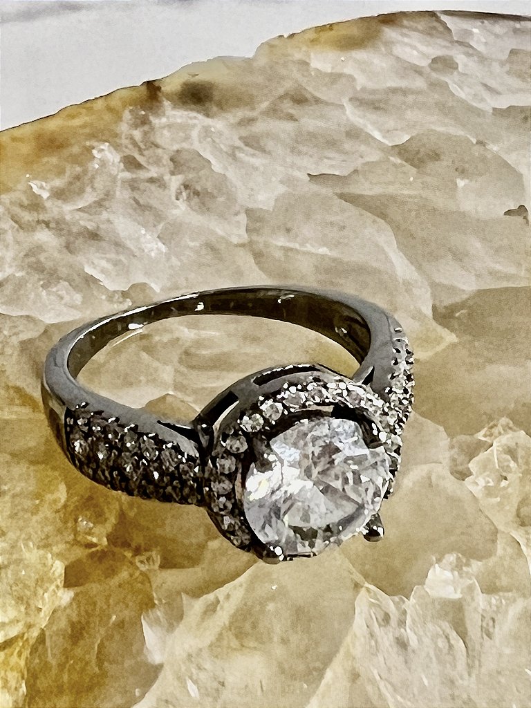 Anel Solitário Zircônia Branca