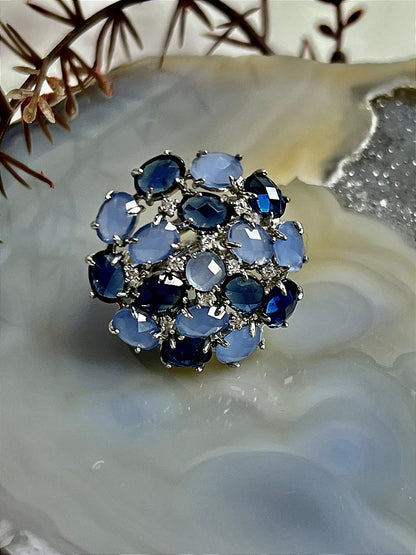 Anel Arvore Zircônia Azul