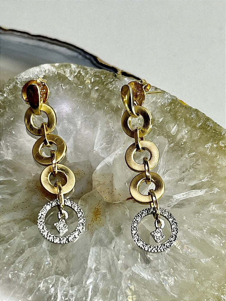 Brinco Elos Mini Zircônia Branca