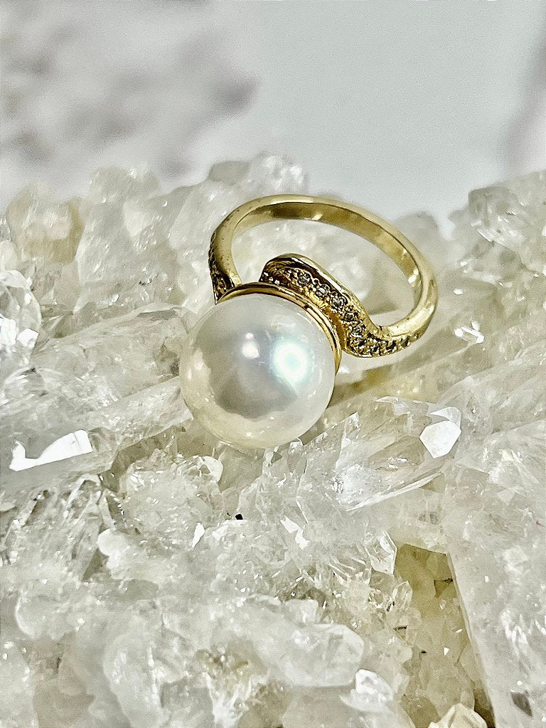 Anel Solitário Banho Ouro 18k Pérola