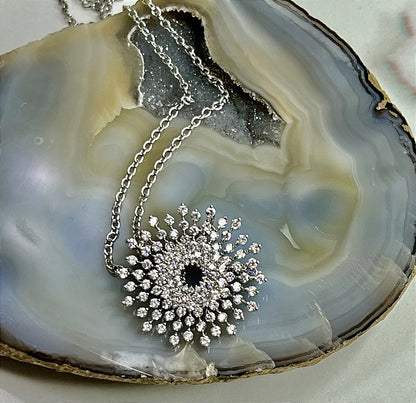 Colar Corrente Pingente Broche Zircônia