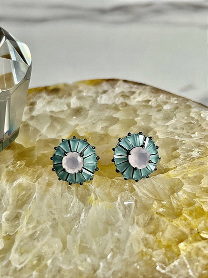 Brinco Zircônia Rosa Azul