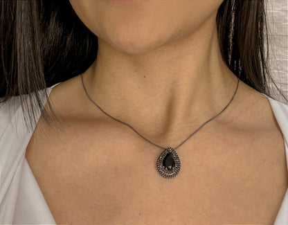 Colar Corrente Gota Preto Cristal