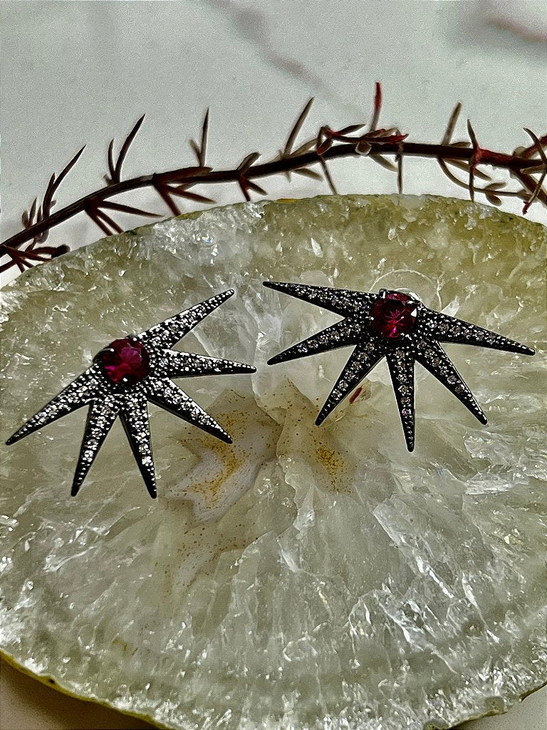 Brinco Estrela Pink Cristal