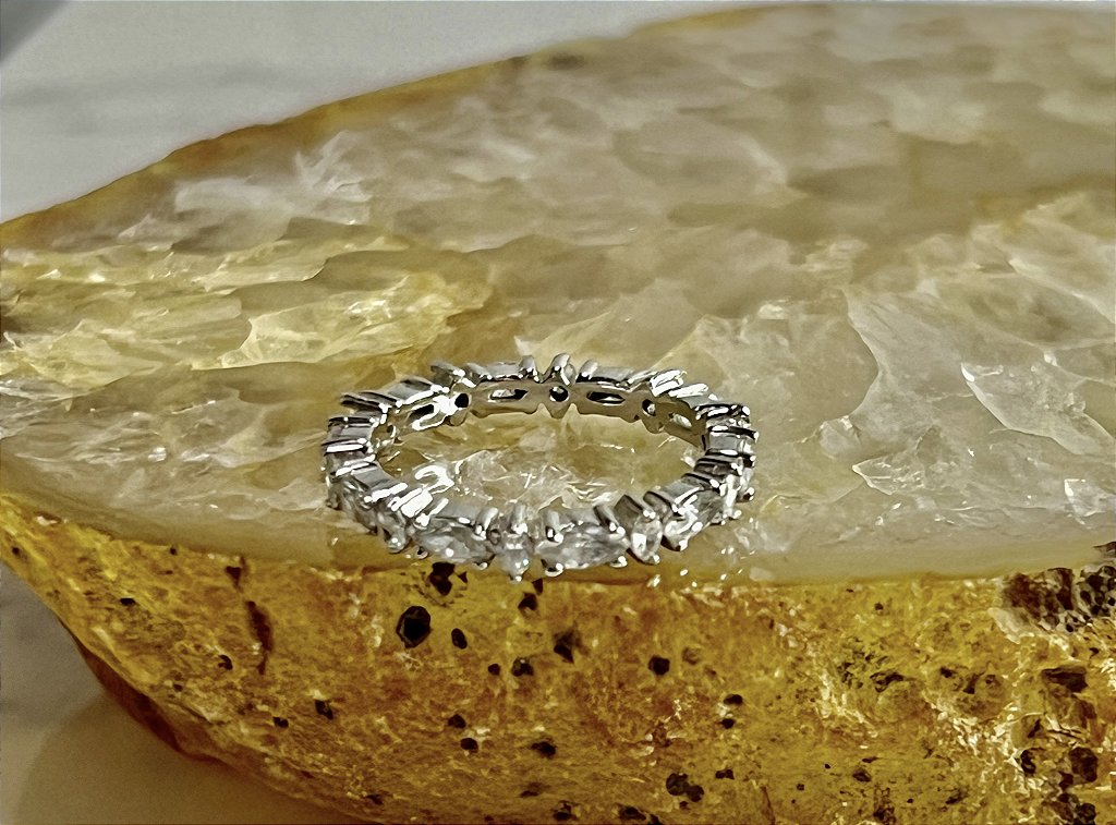 Anel Aliança Zircônia Branca