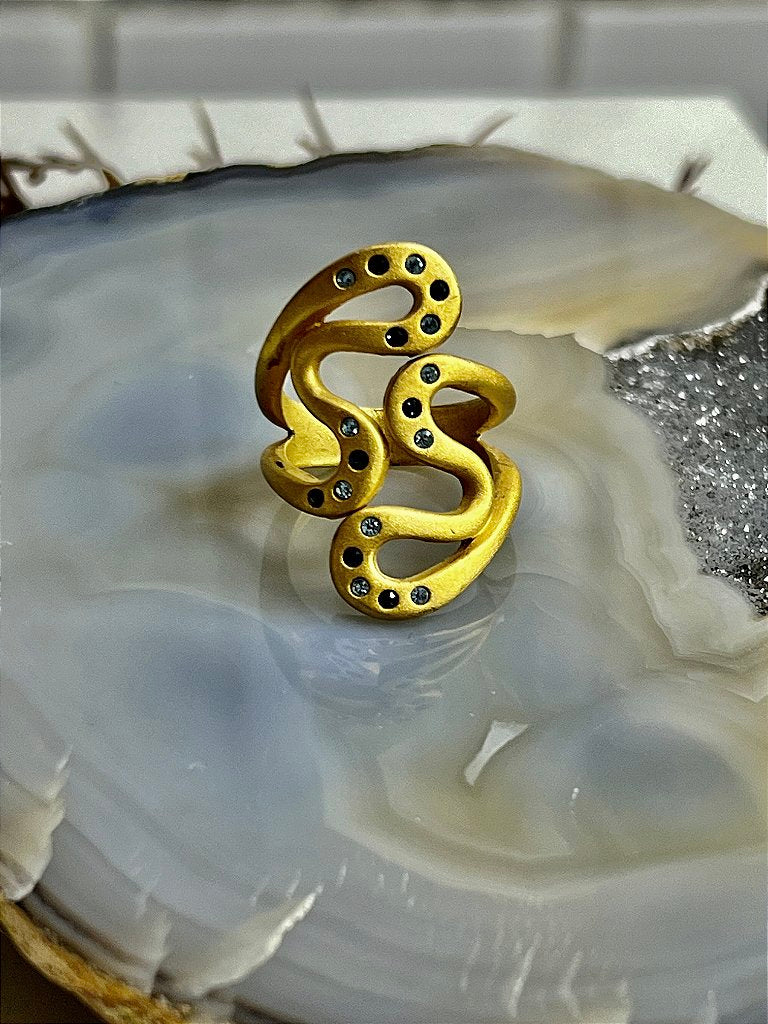 Anel Zircônia Azul Regulável