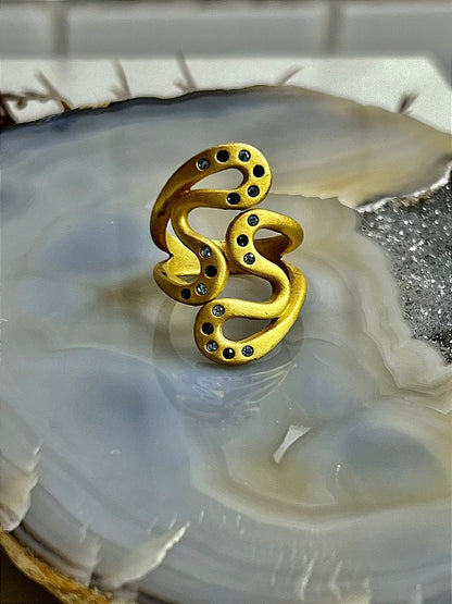 Anel Zircônia Azul Regulável