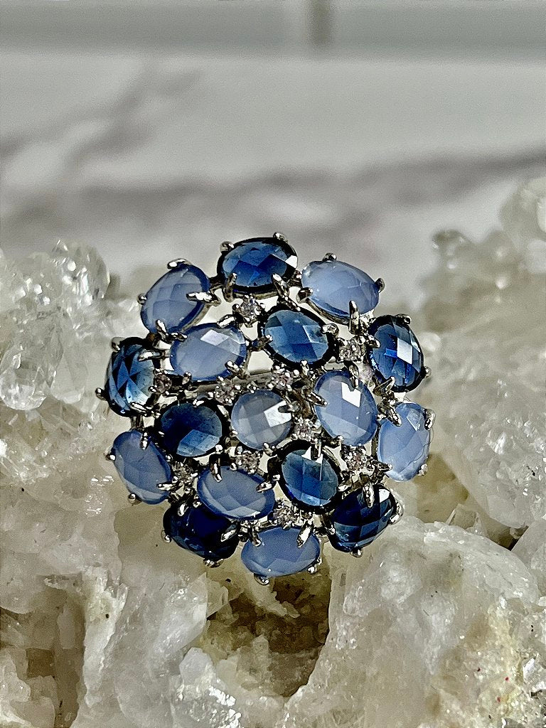 Anel Arvore Zircônia Azul