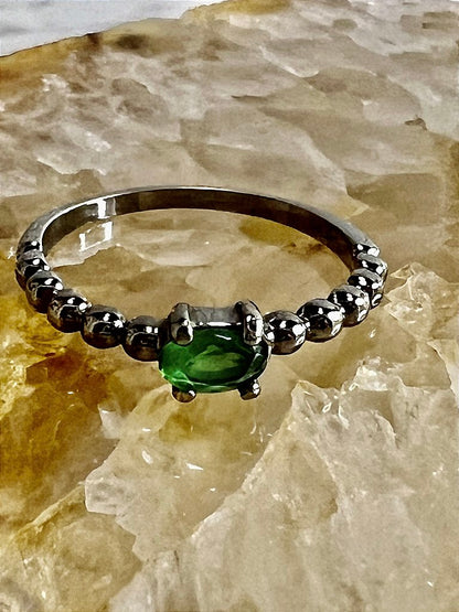 Anel Solitário Zircônia Verde