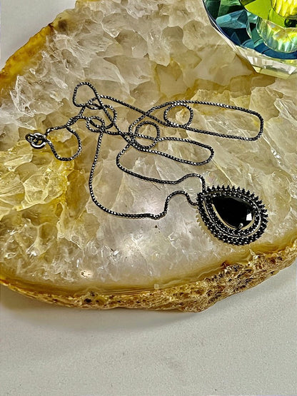 Colar Corrente Gota Preto Cristal