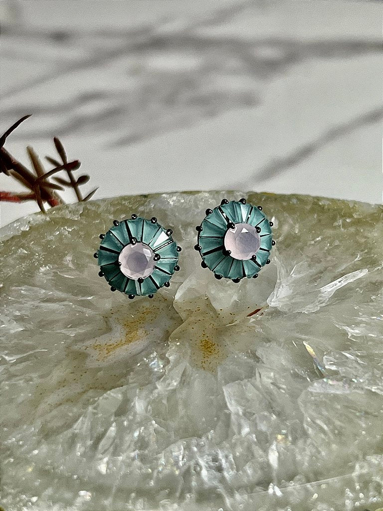 Brinco Zircônia Rosa Azul