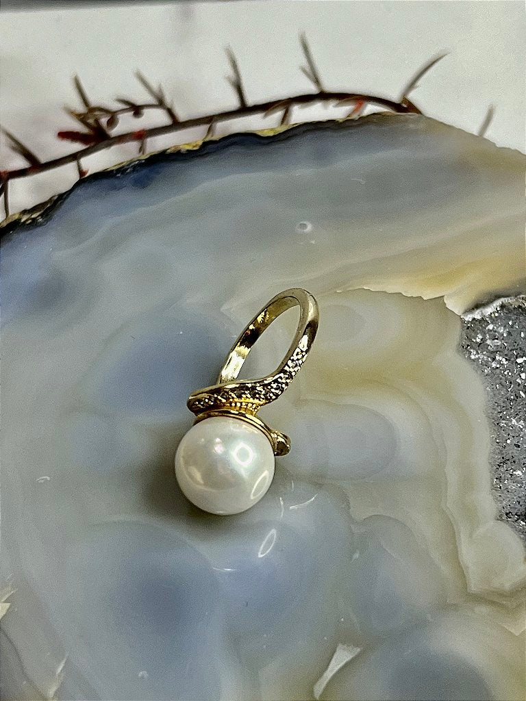 Anel Solitário Banho Ouro 18k Pérola